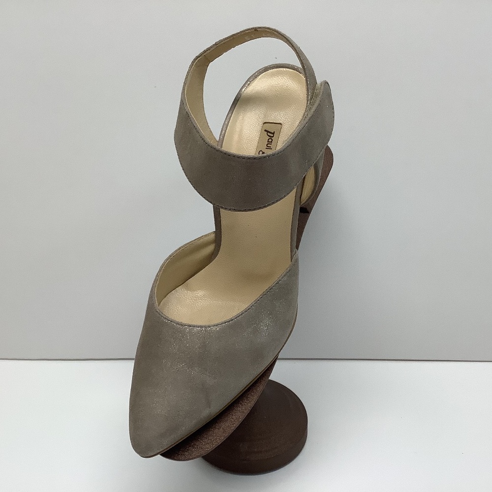 Paul Green Nicolette Pointy Toe Pump in Champagne Metallic Suede, Size 6.5 EUC